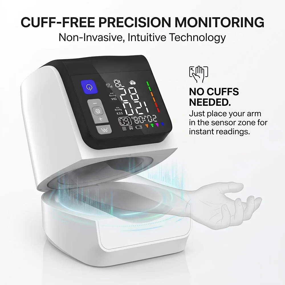 3-in-1 Upper Arm Blood Pressure Monitor with Large Display and Multi-User Memory