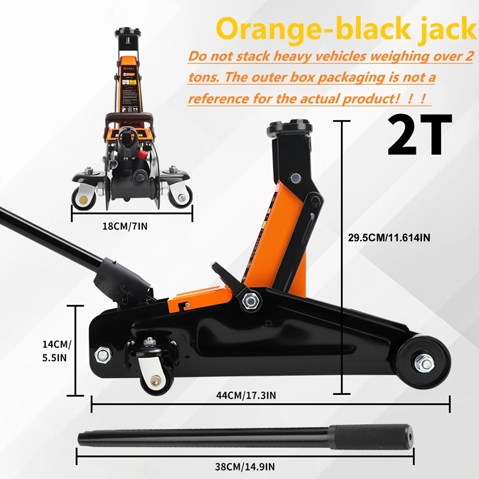 2-ton floor jack with rollers for vehicle maintenance