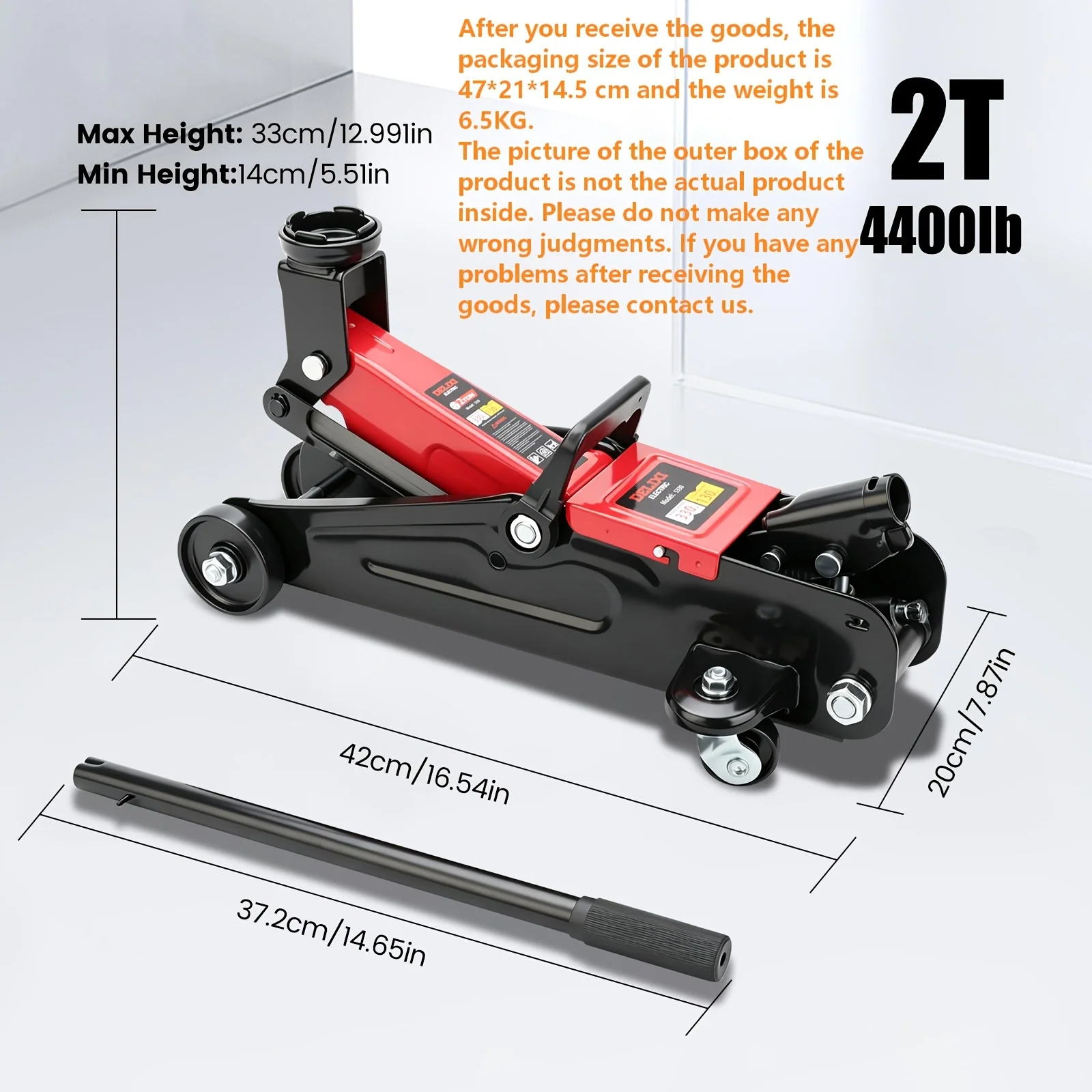 2-ton floor jack with rollers for vehicle maintenance
