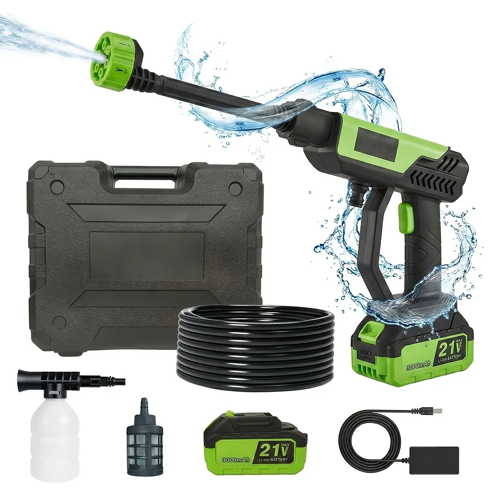 Cordless 1450 PSI pressure washer with brushless motor and 6-in-1 nozzle set