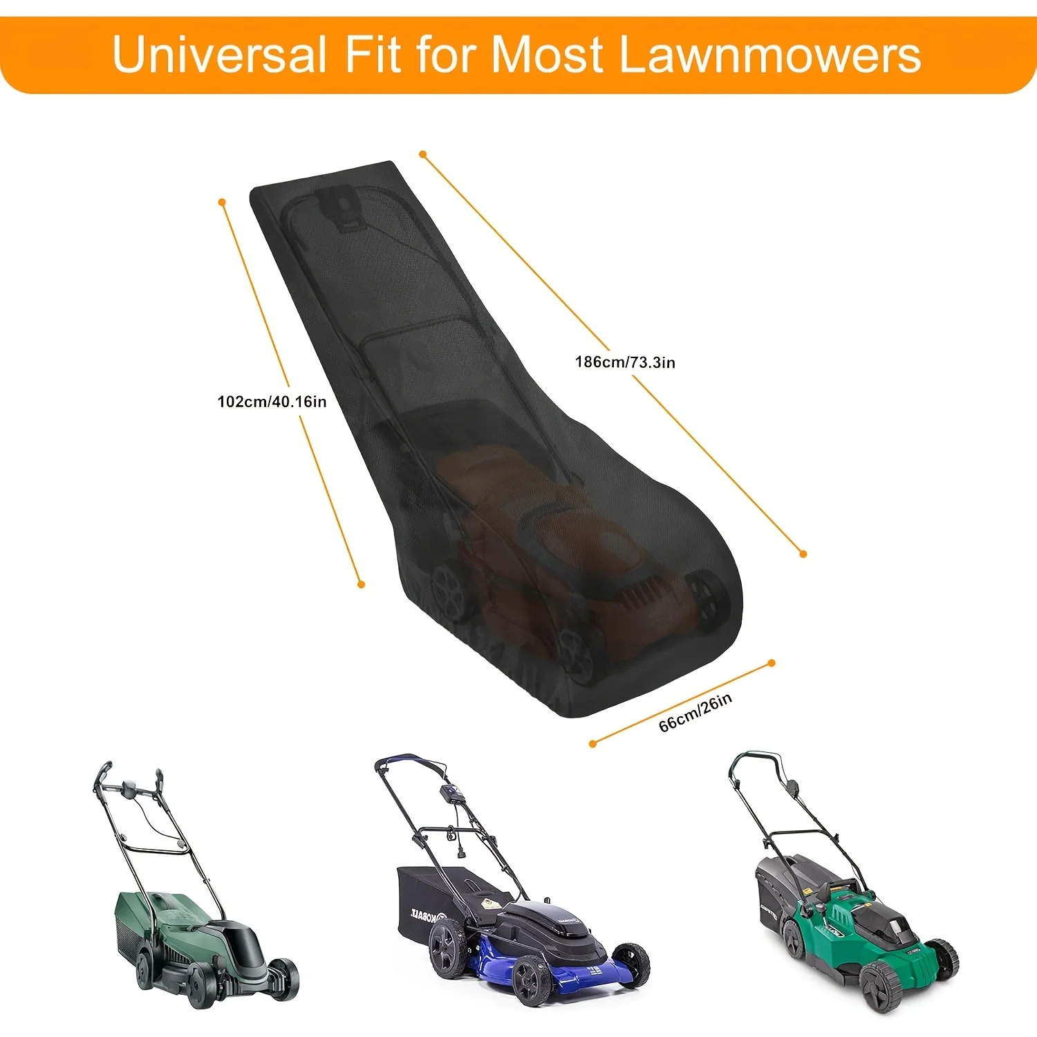 Universal weatherproof cover for push lawn mowers