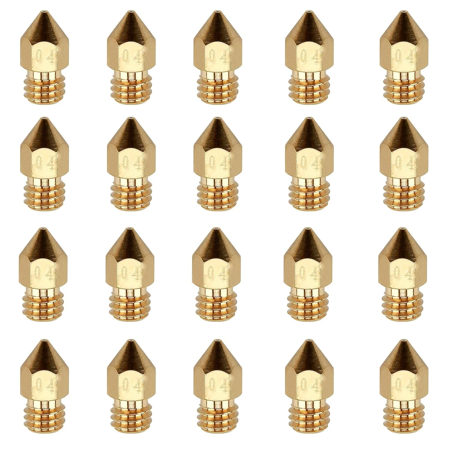 20‑Piece Brass MK8 0.4 mm Nozzle Set for Ender and CR‑10 3D Printers