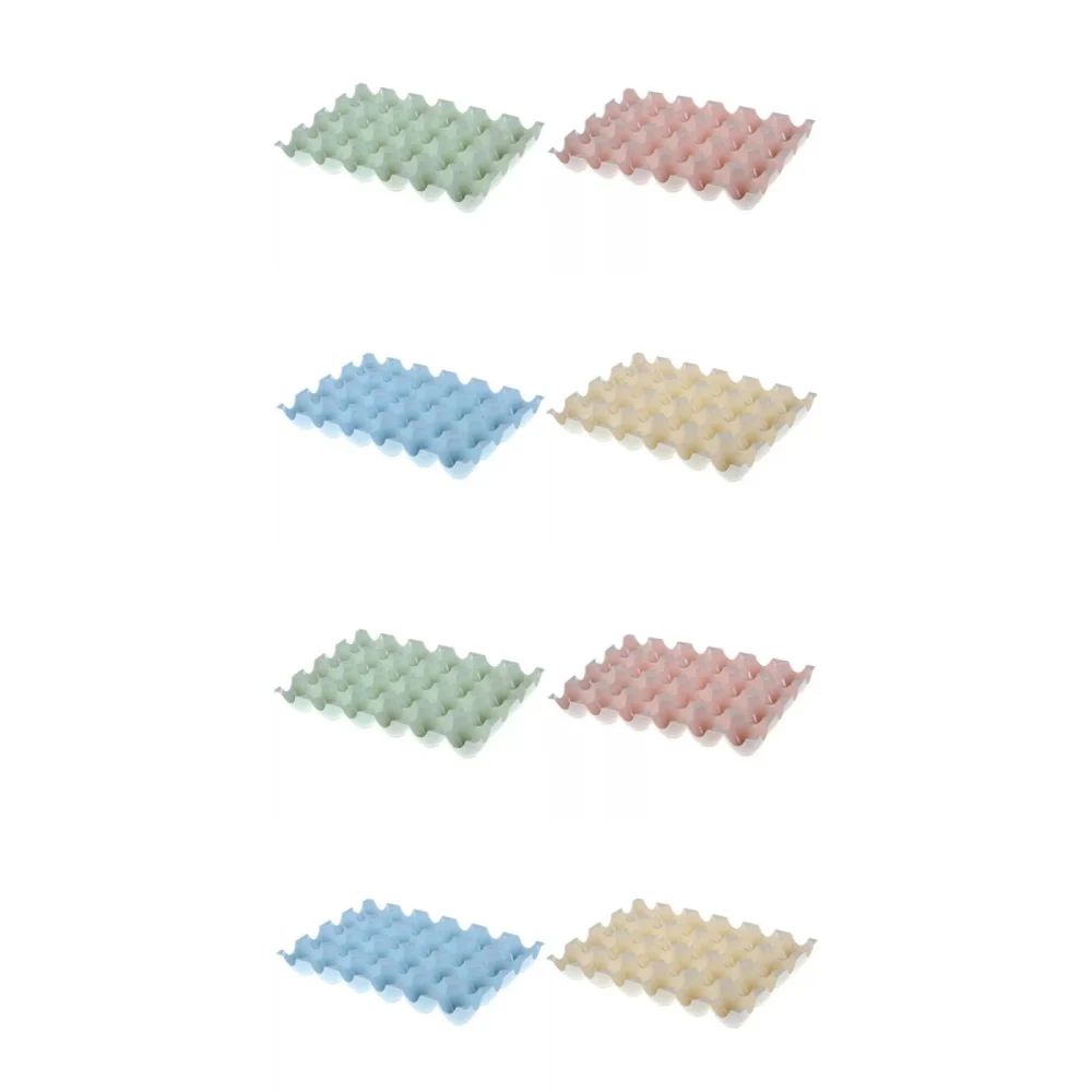 8‑Pack 24‑Cell Stackable Plastic Egg Tray – Four Colors