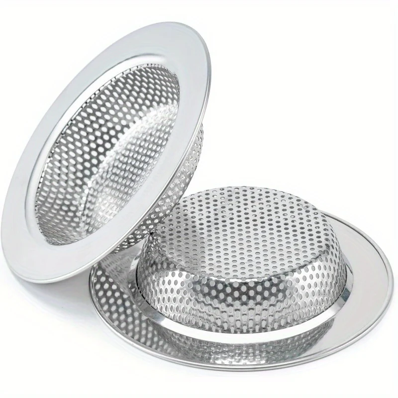 Double-Layer Stainless Steel Sink Strainers with 4.3 Inch Diameter - 2-Pack