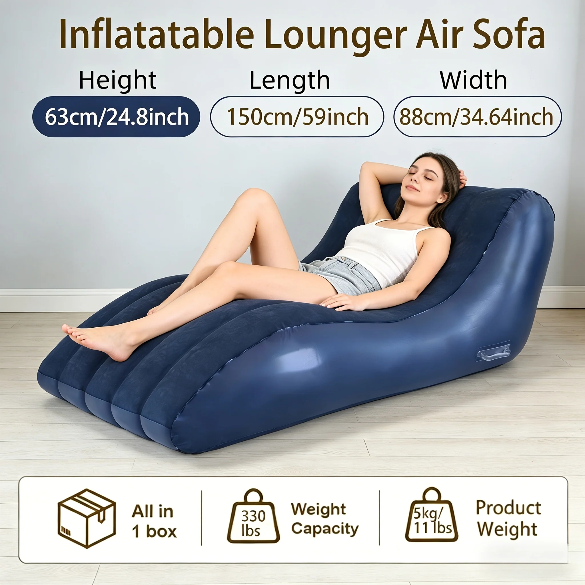 Portable Air Sofa Chair with Quick Inflation/Deflation, Lightweight Lazy Seating for Indoor and Outdoor Use