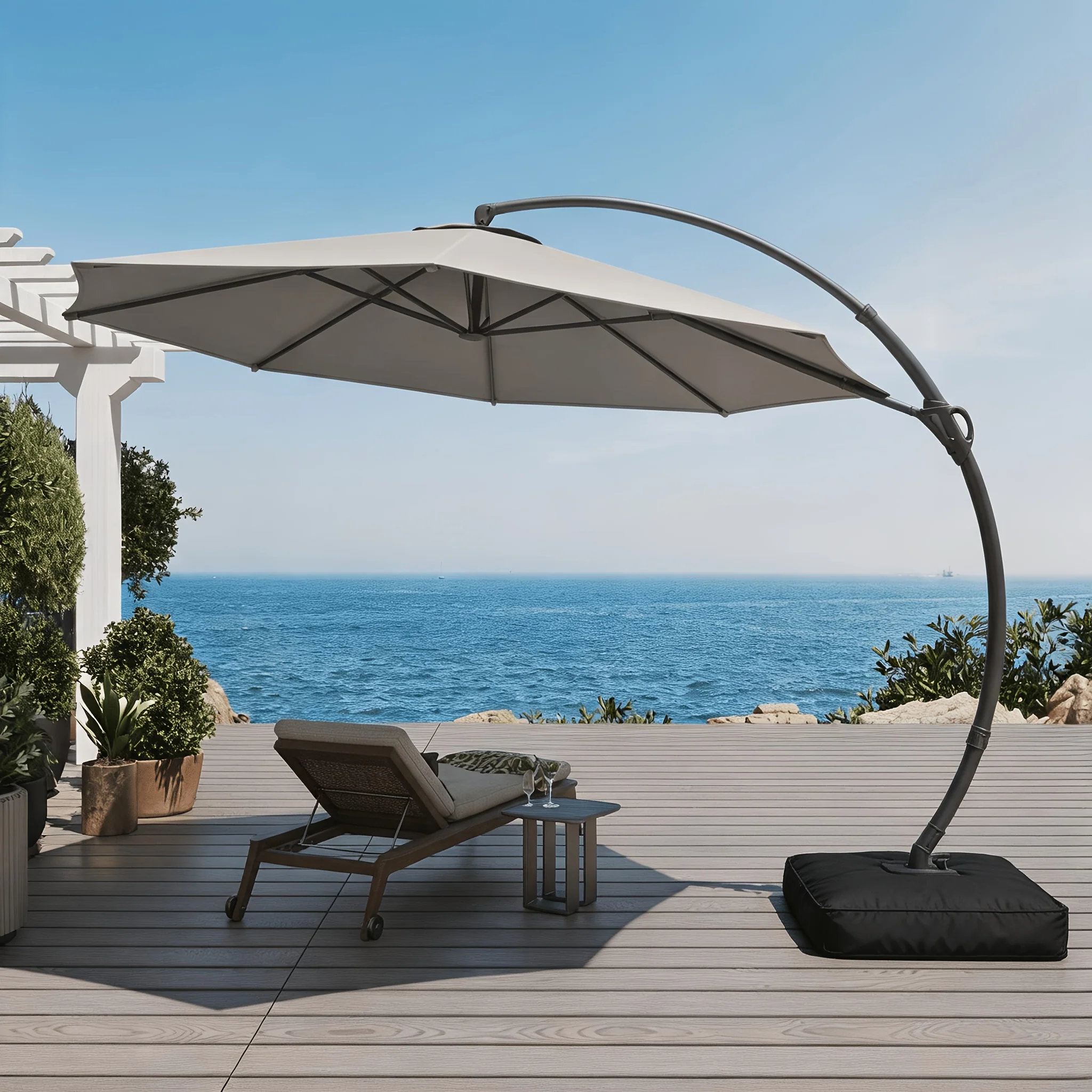 11ft heavy-duty offset outdoor patio umbrella with base