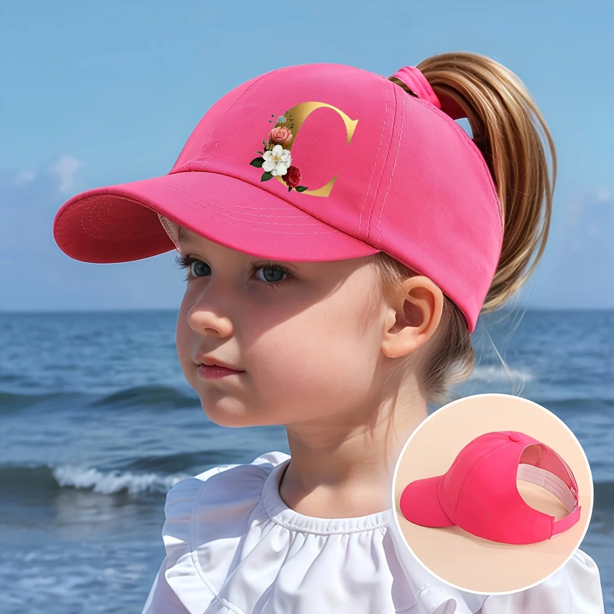 Adjustable Rose Red Baseball Cap for Kids with Capybara Print