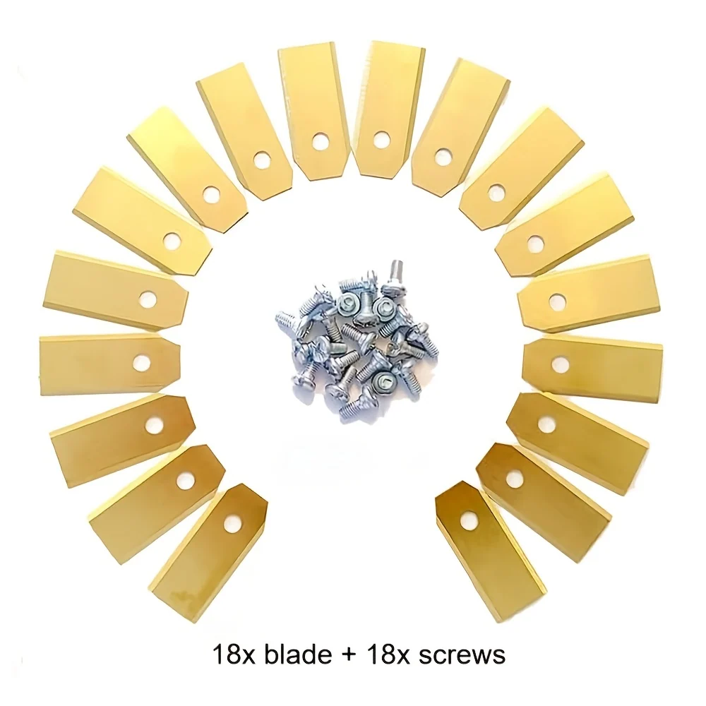 Titanium-coated 45mm replacement blades for robotic lawn mowers with mounting screws