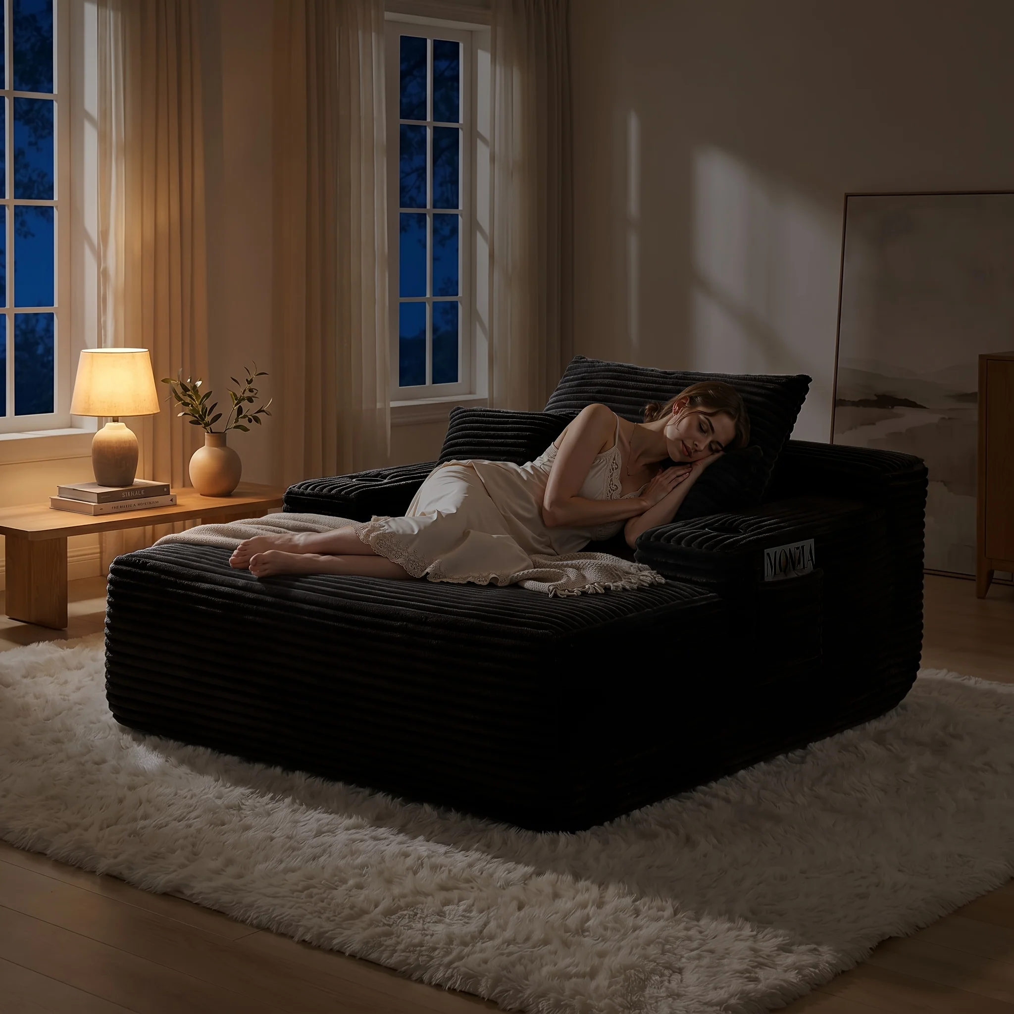 Extra-Large Convertible Chaise Lounge Sofa with High-Rebound Foldable Recliner, Pocket Spring System, High-Density Foam Padding, Cup Holder and Side Pockets