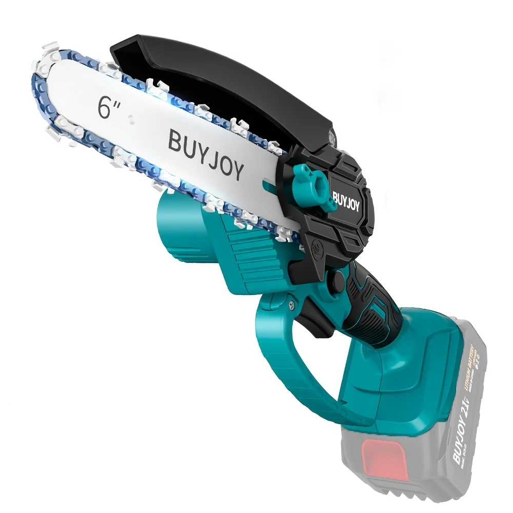Mini cordless electric pruning chainsaw with splash guard and safety lock