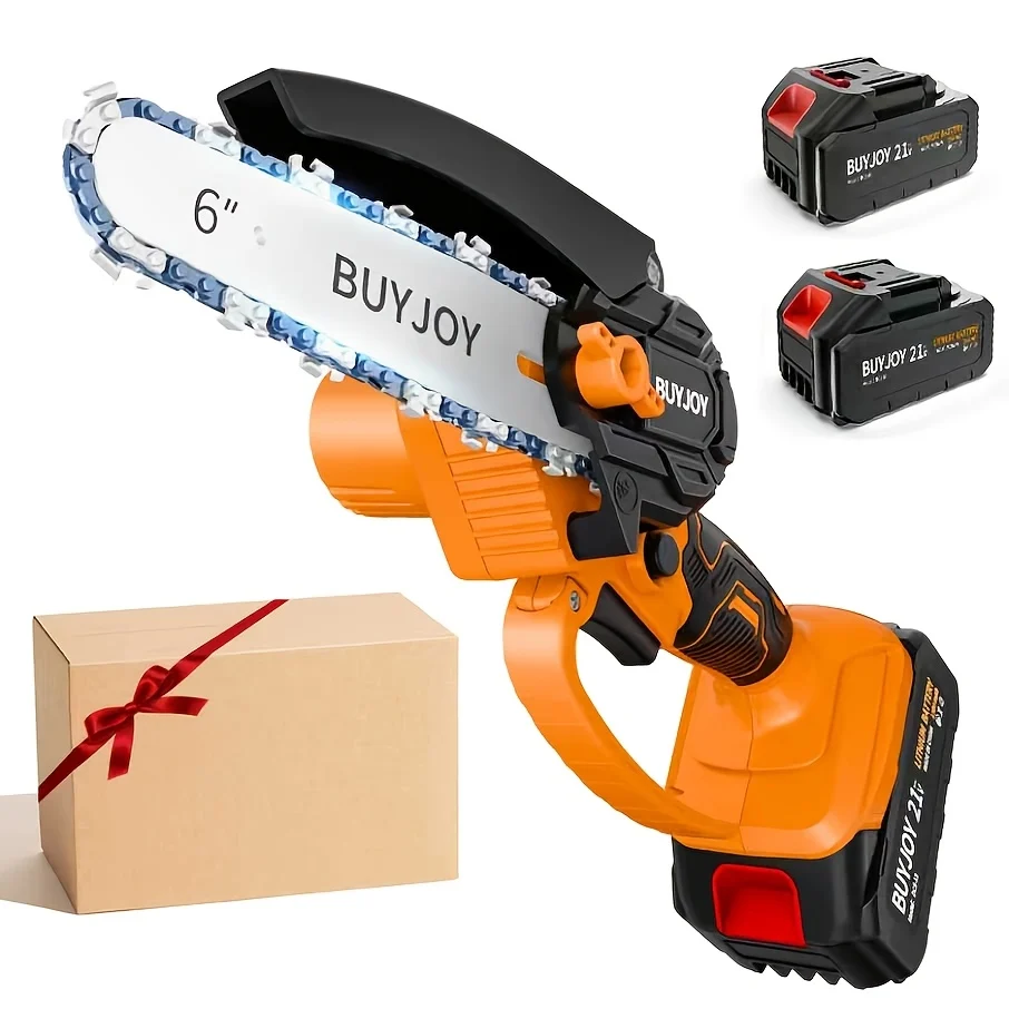Mini cordless electric pruning chainsaw with splash guard and safety lock