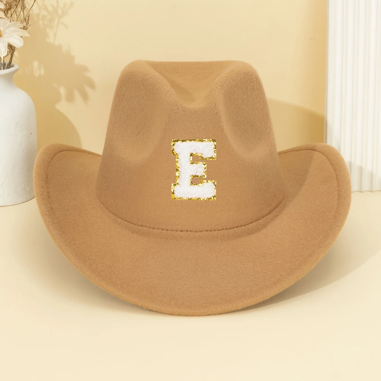 Khaki alphabet letter fedora hat