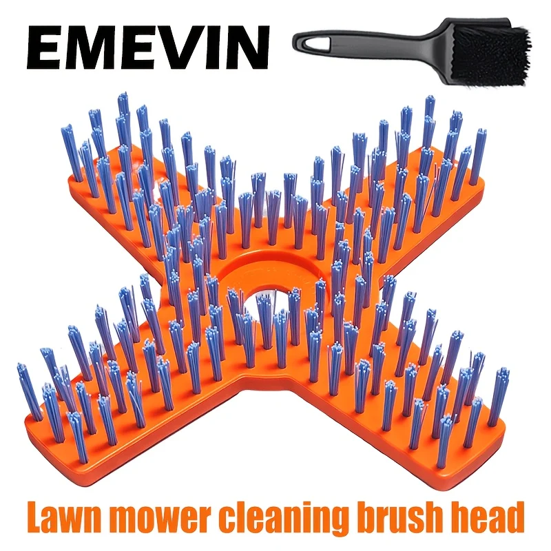 Nylon lawn mower brush head for deck cleaning