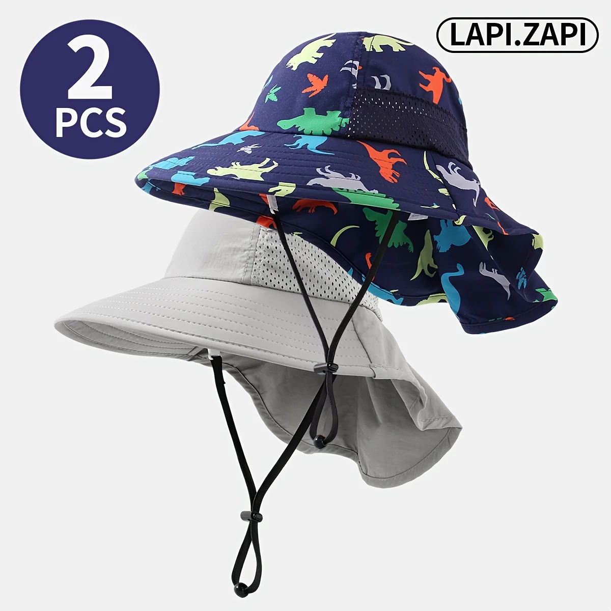 Toddler sun protection hat set with wide brim and neck cover