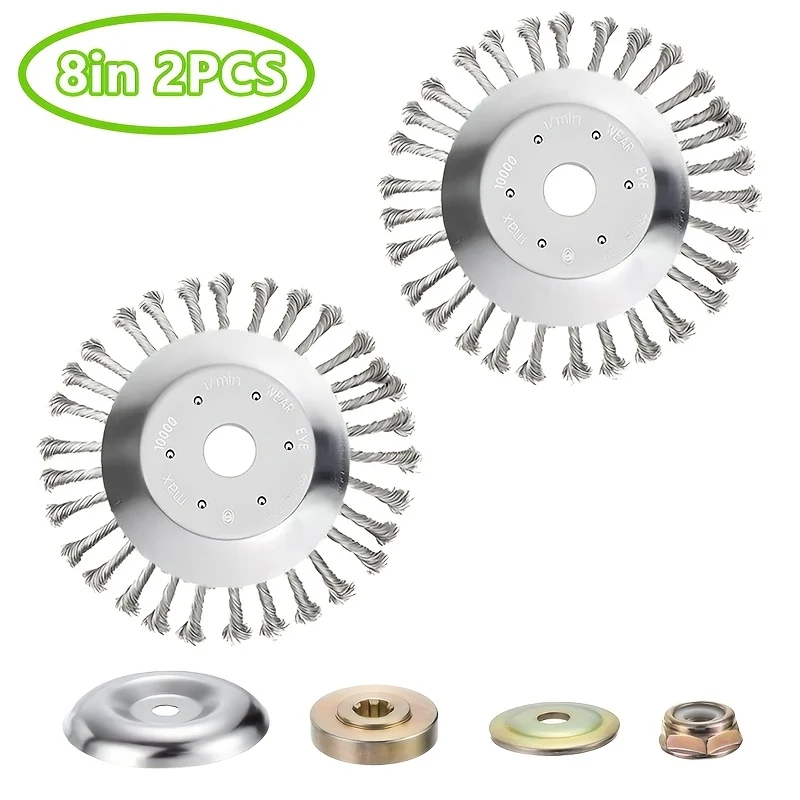 Rotary wire trimmer head with 4 accessories for heavy-duty weed cutting
