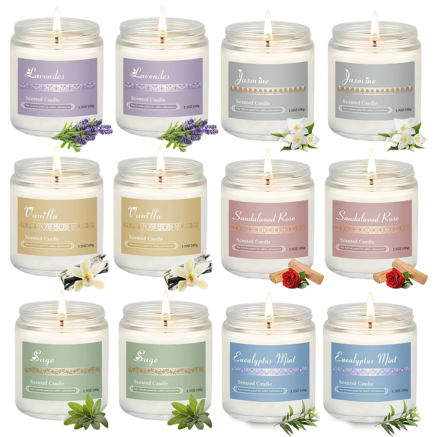 12-Pack Scented Candle Set – Long-Lasting Fragrance in Glass Jars for Home