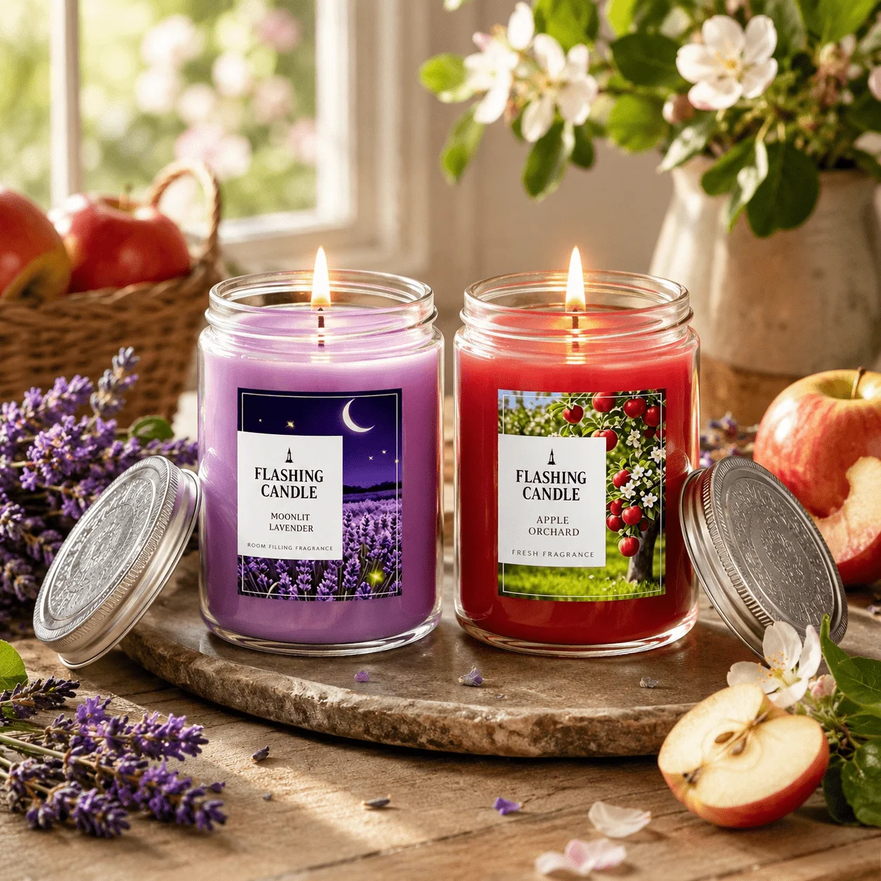 Premium 4-Pack Scented Candle Gift Set – Soothing Summer Citrus, Lavender, Apple, and Spice Scents