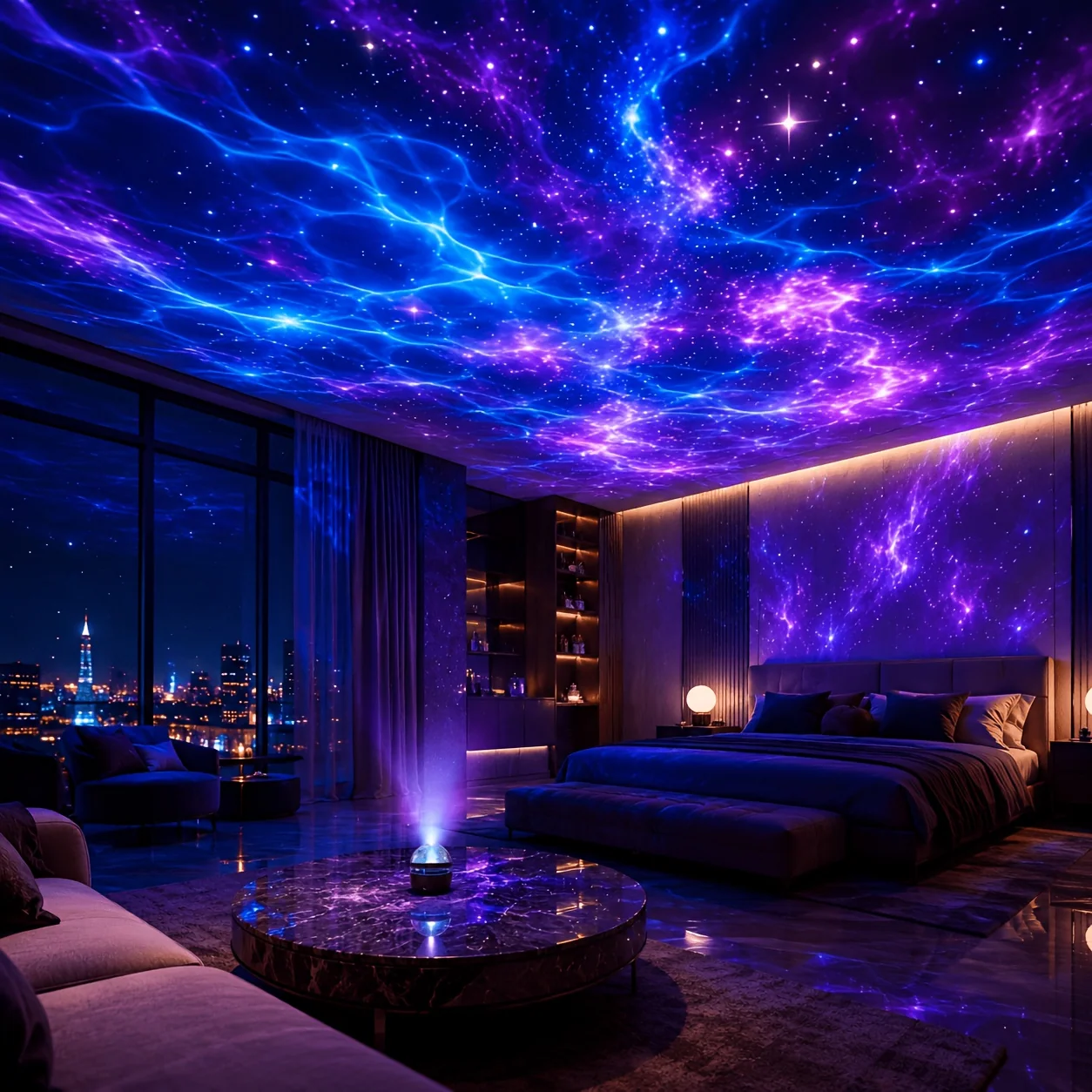 Aurora RGB LED Northern Lights Projector with Remote, USB‑Powered Dimmable Starry Night Lamp