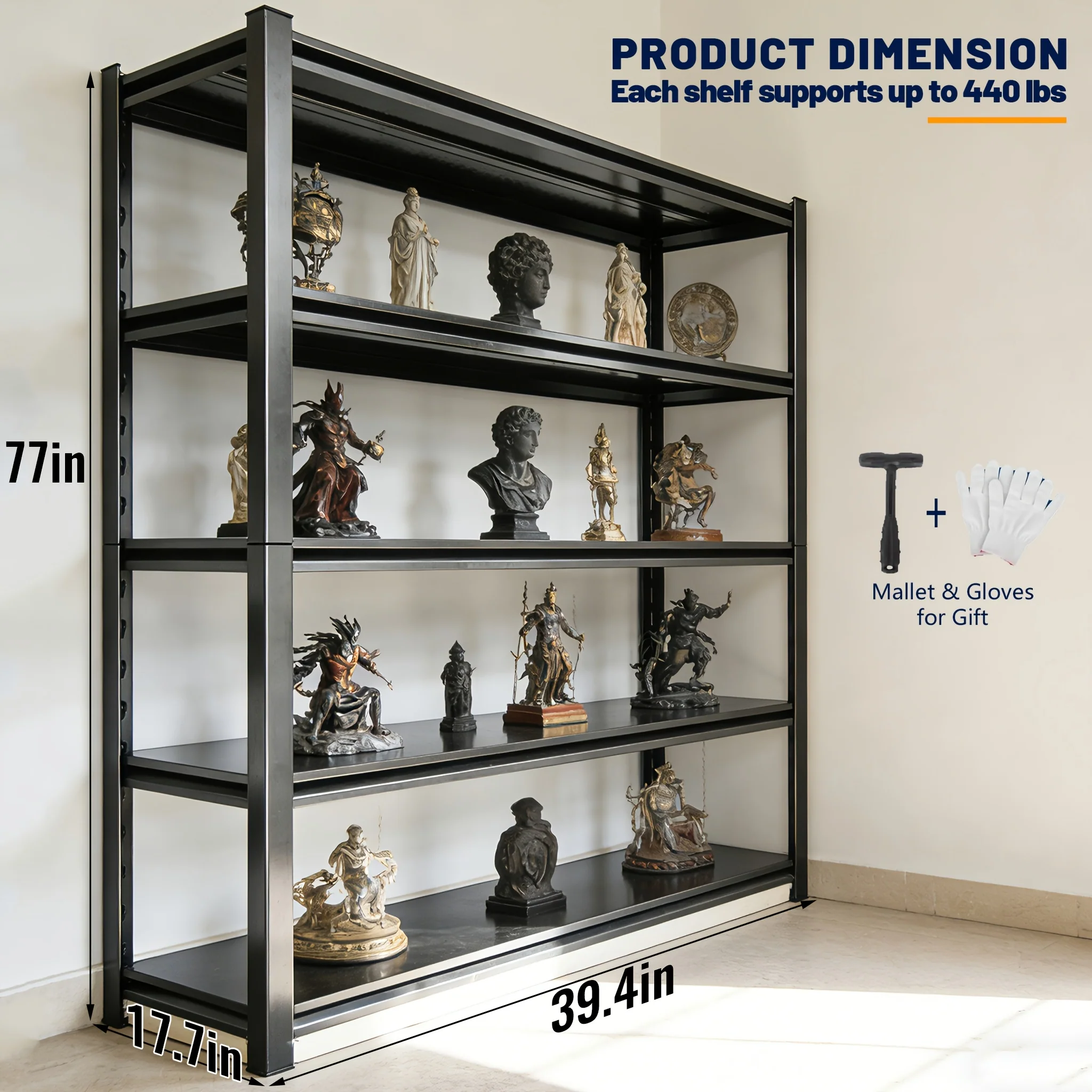 5-tier adjustable storage shelf for home and office display