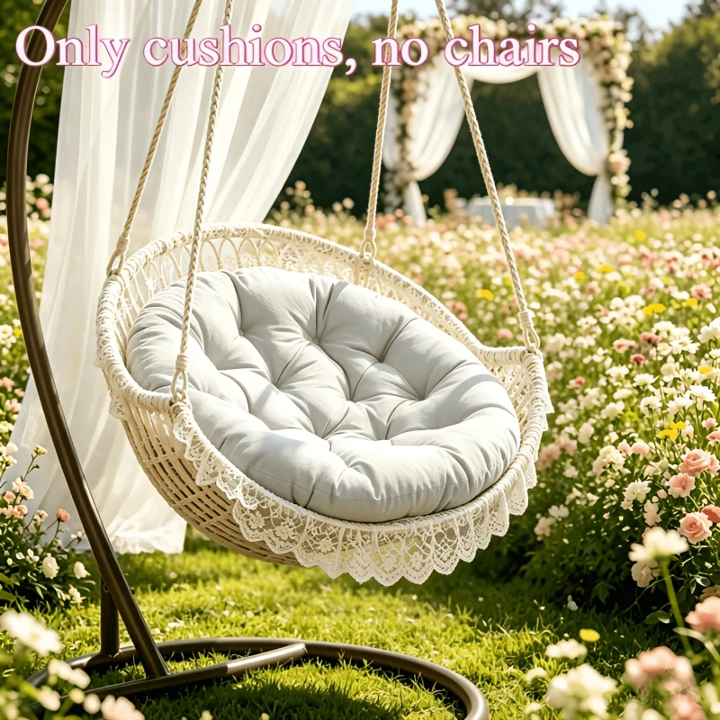 Thick hanging chair cushion for all-season outdoor and indoor use