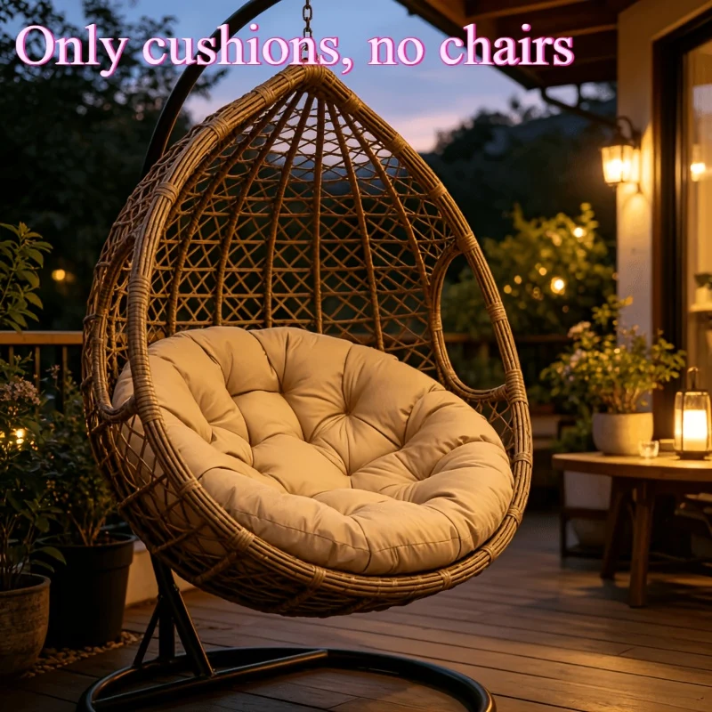 Thick hanging chair cushion for all-season outdoor and indoor use