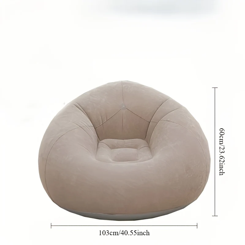 Oversized Inflatable Flocked Lounge Chair – Gray PVC, Portable Foldable Design
