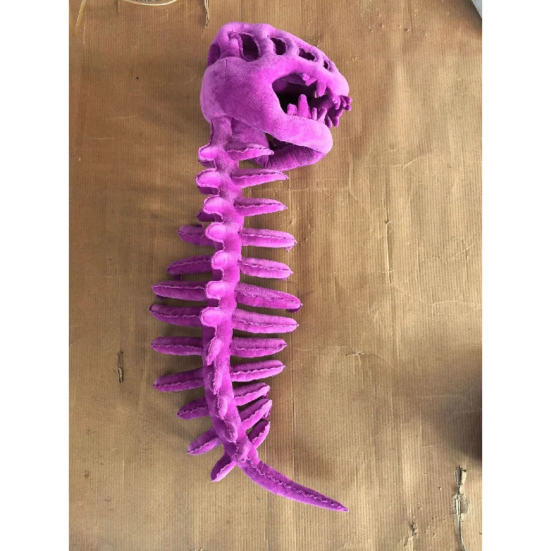 Adult dinosaur costume with skeleton headpiece and plush skull