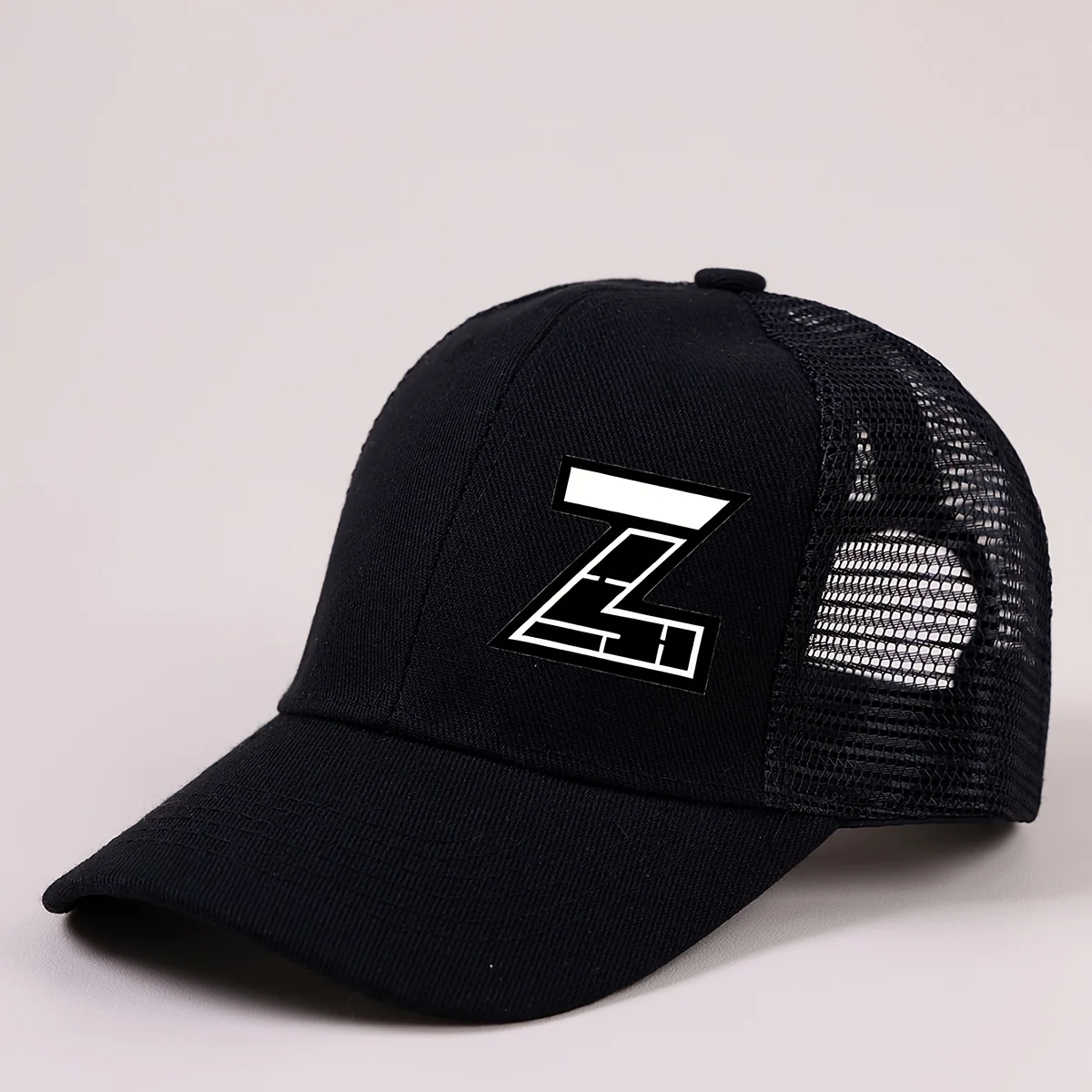 Mesh baseball cap with A-Z letters and soccer ball print for boys