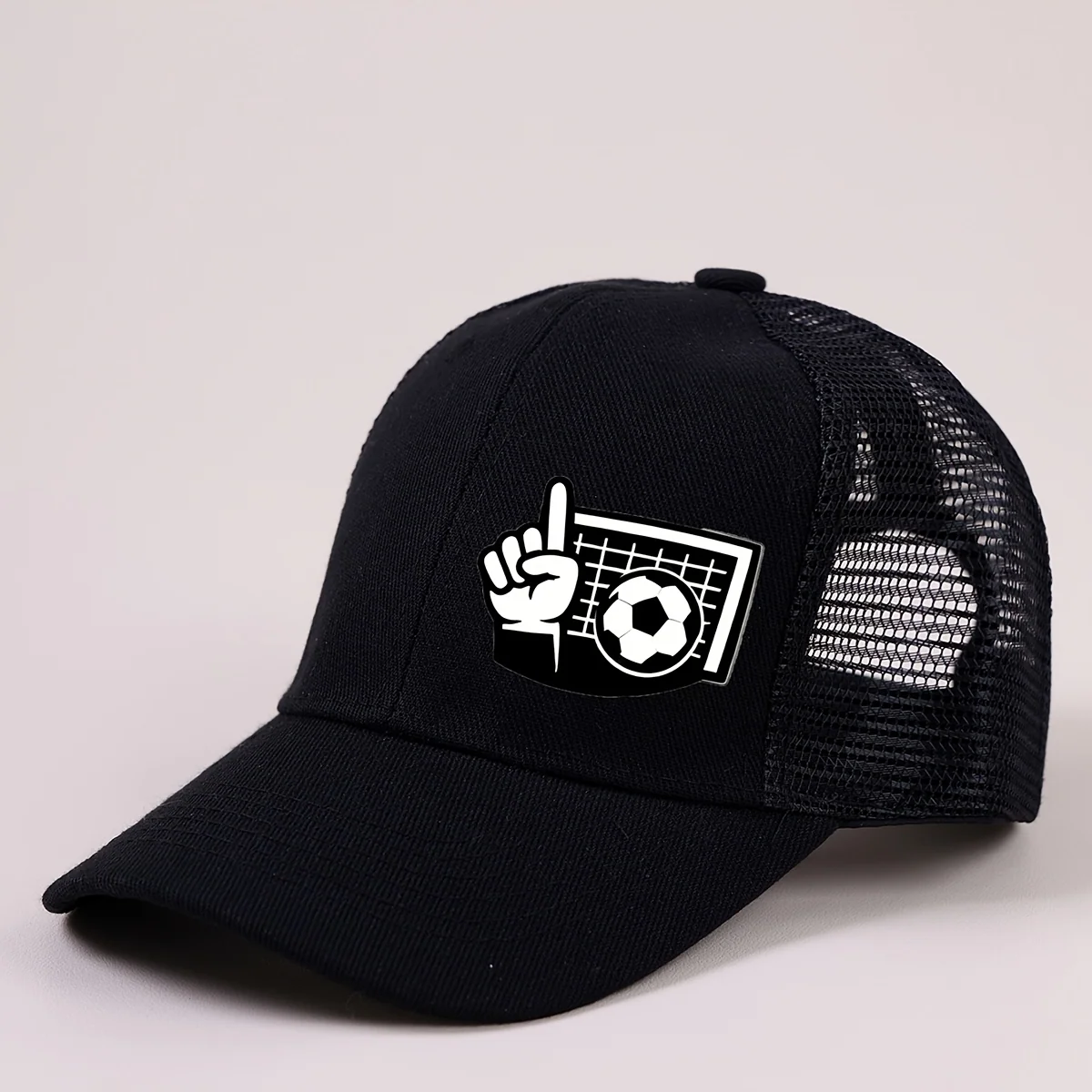 Mesh baseball cap with A-Z letters and soccer ball print for boys