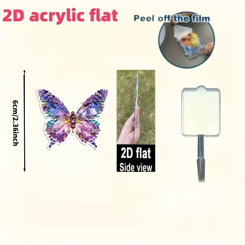 Butterfly wall hook with colorful pattern for no-drill hanging storage