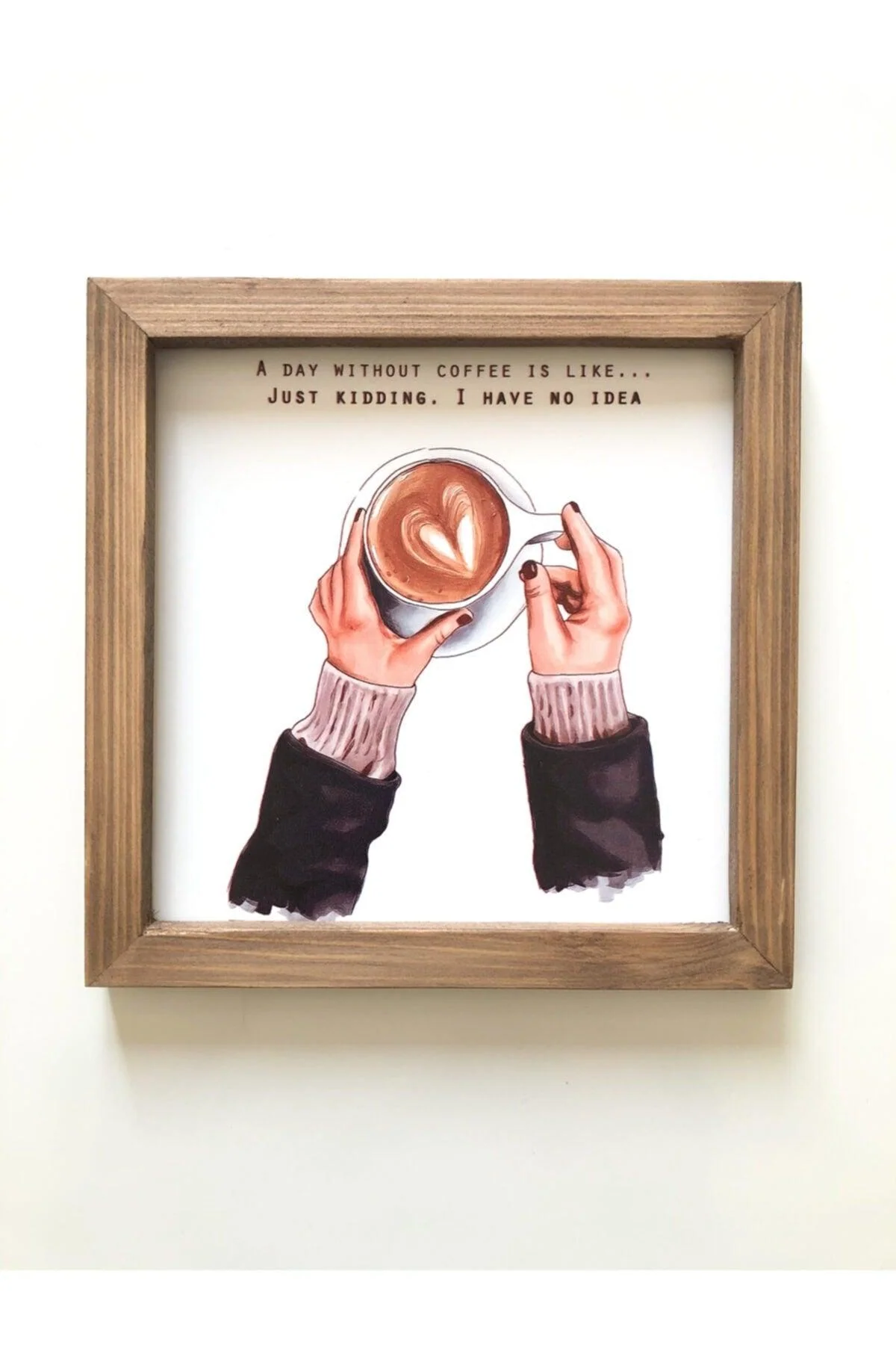 23 cm × 23 cm Natural Fir Wood Frame – Coffee Quote Wall Art
