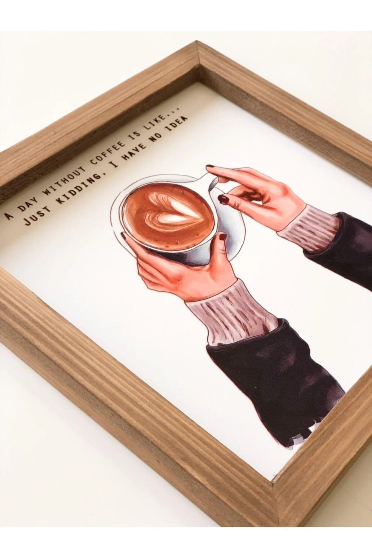 23 cm × 23 cm Natural Fir Wood Frame – Coffee Quote Wall Art