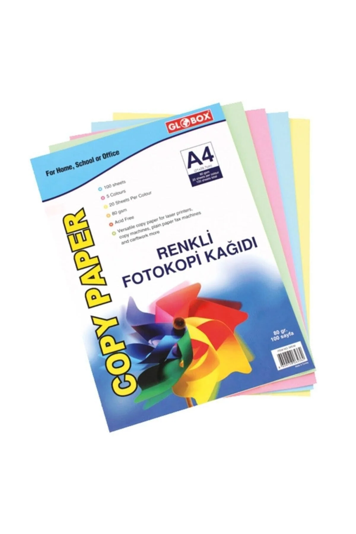 Mixed color A4 copy paper pack of 100 sheets