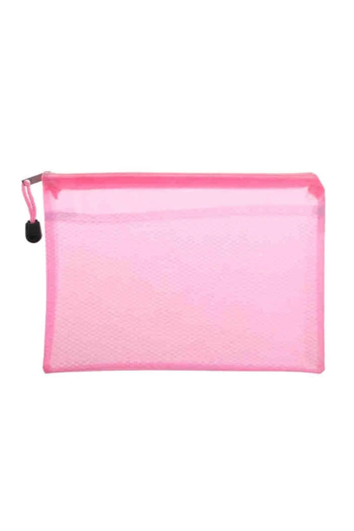 Pink PP Zippered Document File with Internal Net Pocket