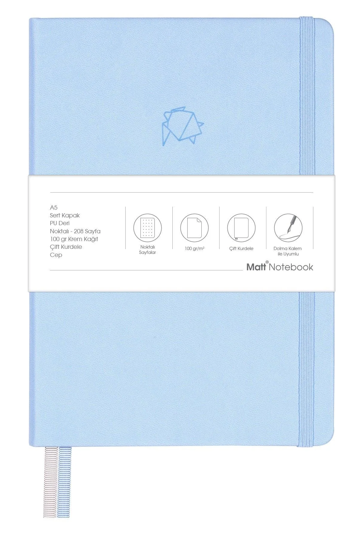 A5 Hardcover Dotted Notebook with Ivory Paper in Blue Cover