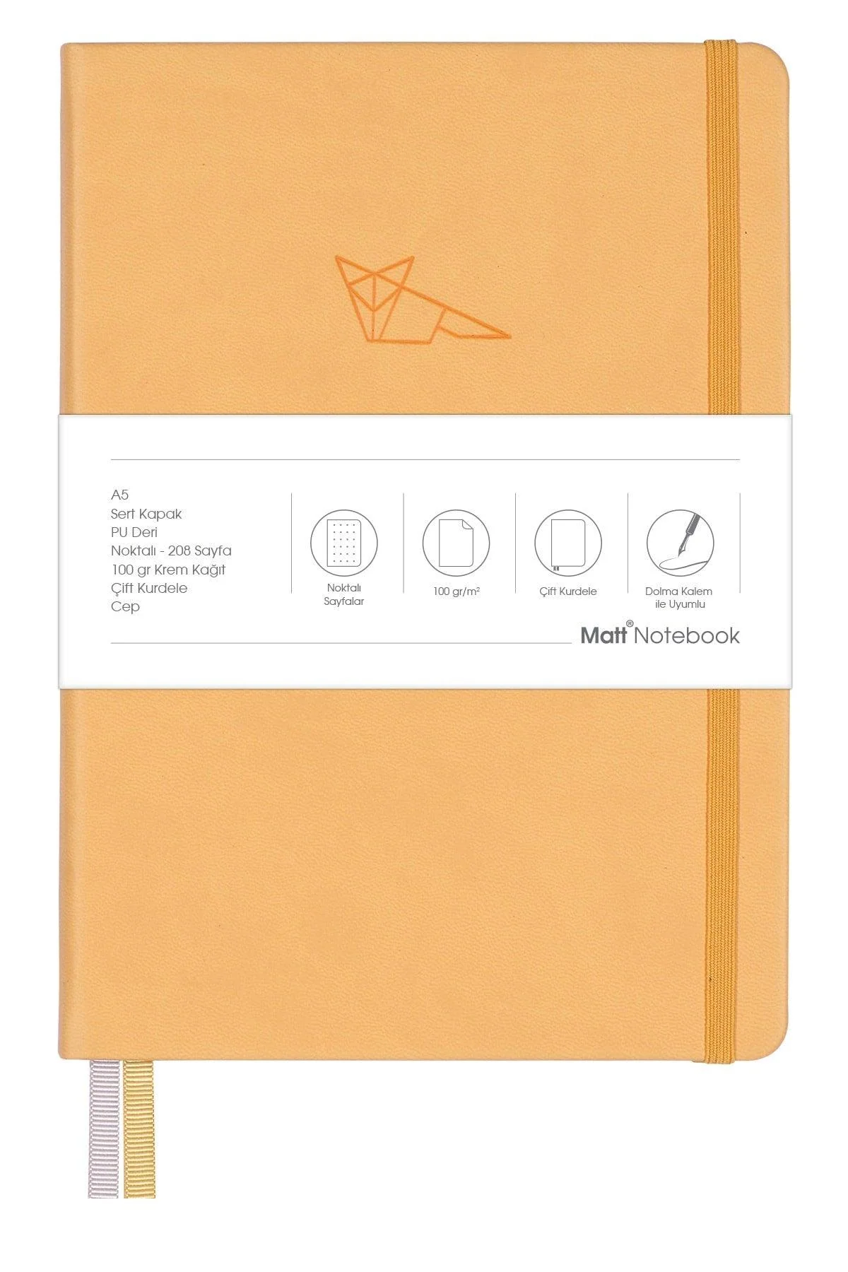 A5 Hardcover Dotted Notebook with Ivory Paper and Double Ribbon