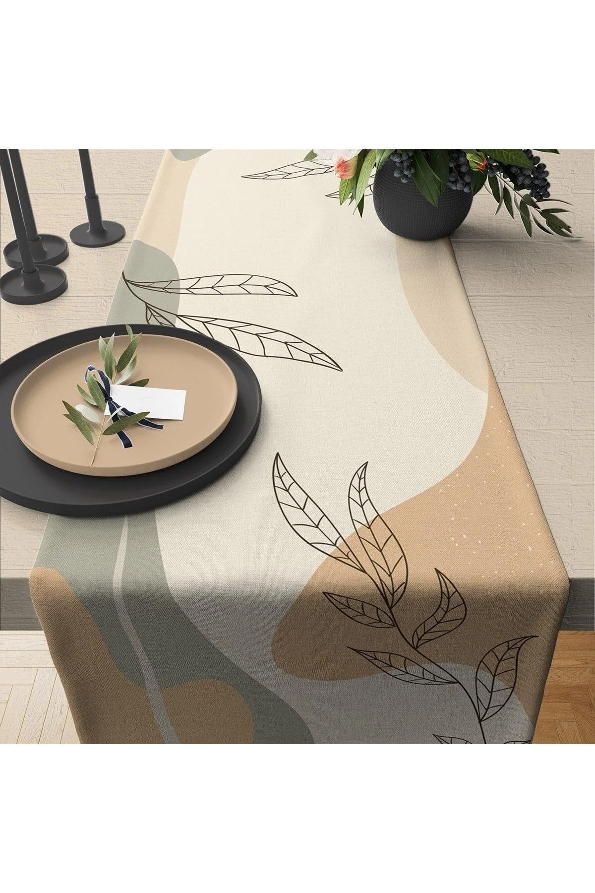 Modern abstract cotton runner for dining tables 40x140cm