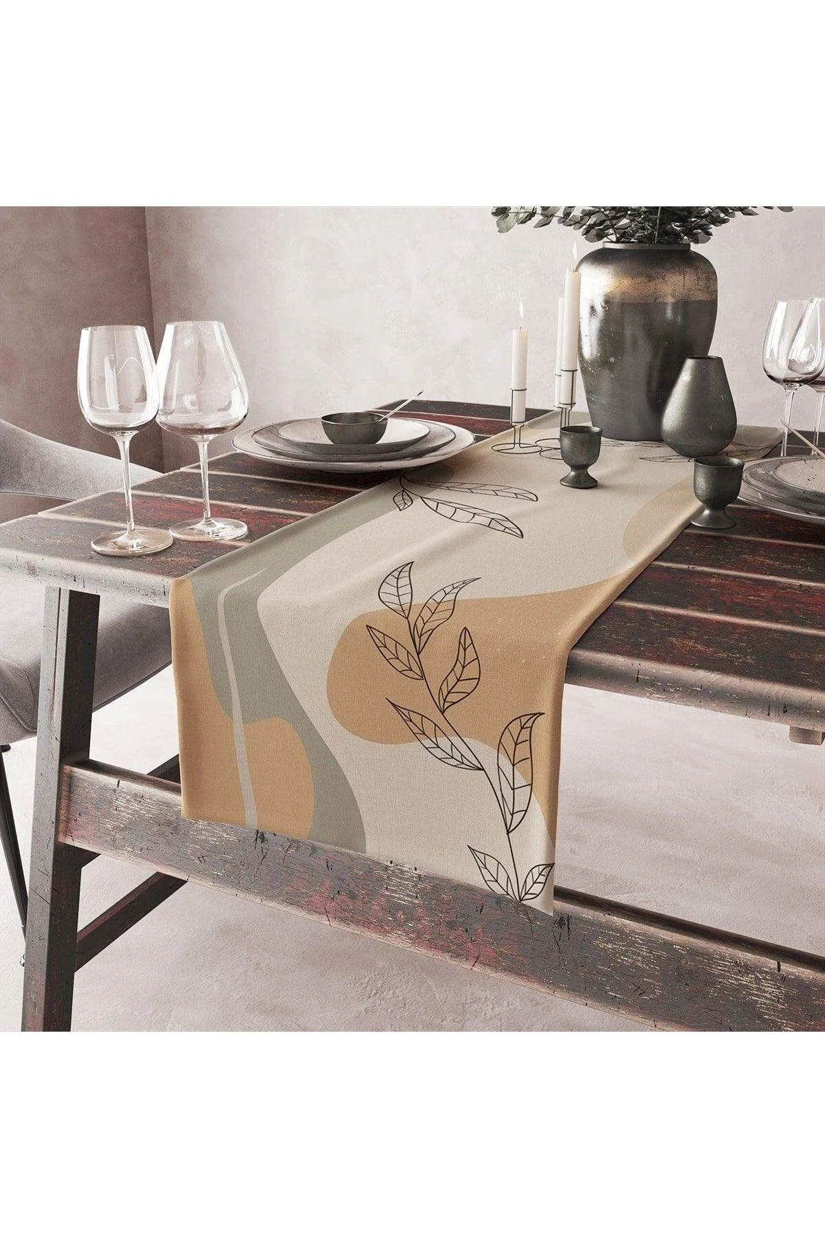 Modern abstract cotton runner for dining tables 40x140cm