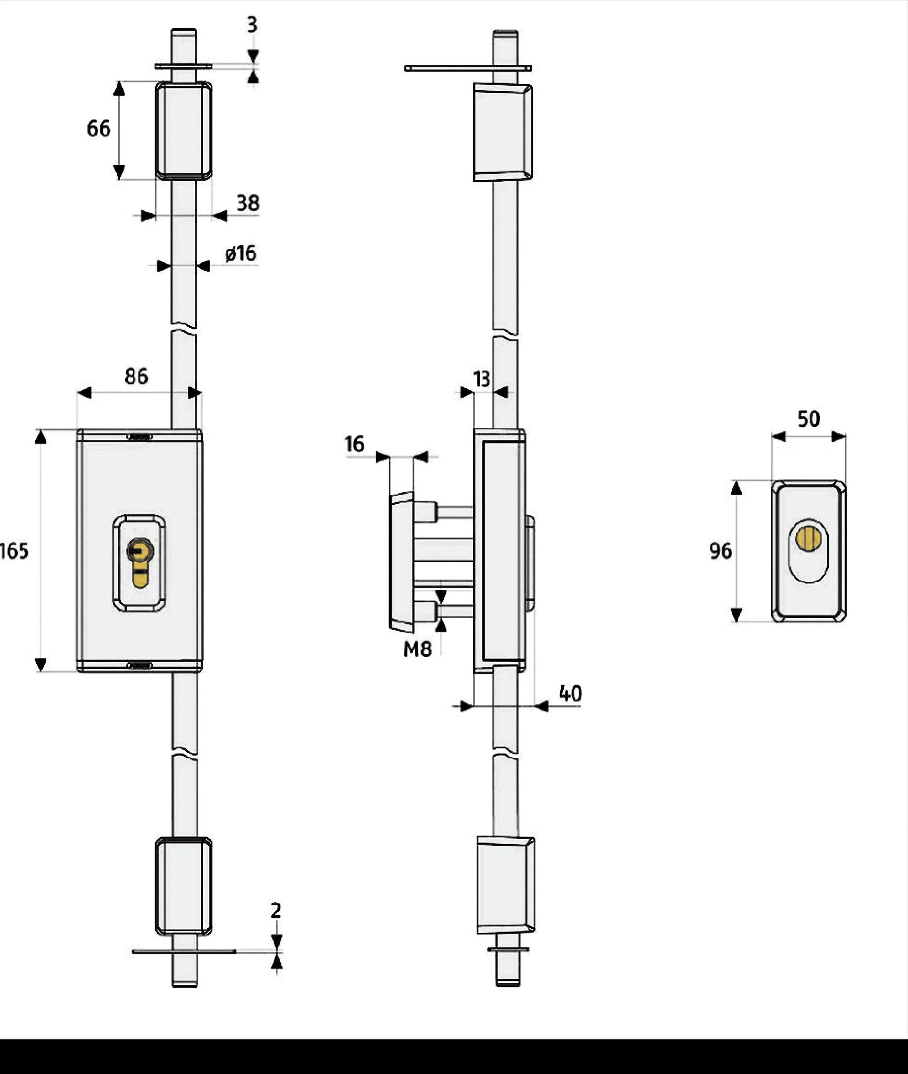 Adjustable Bar Lock – Model TSS 550 with Hollow Bar Technology