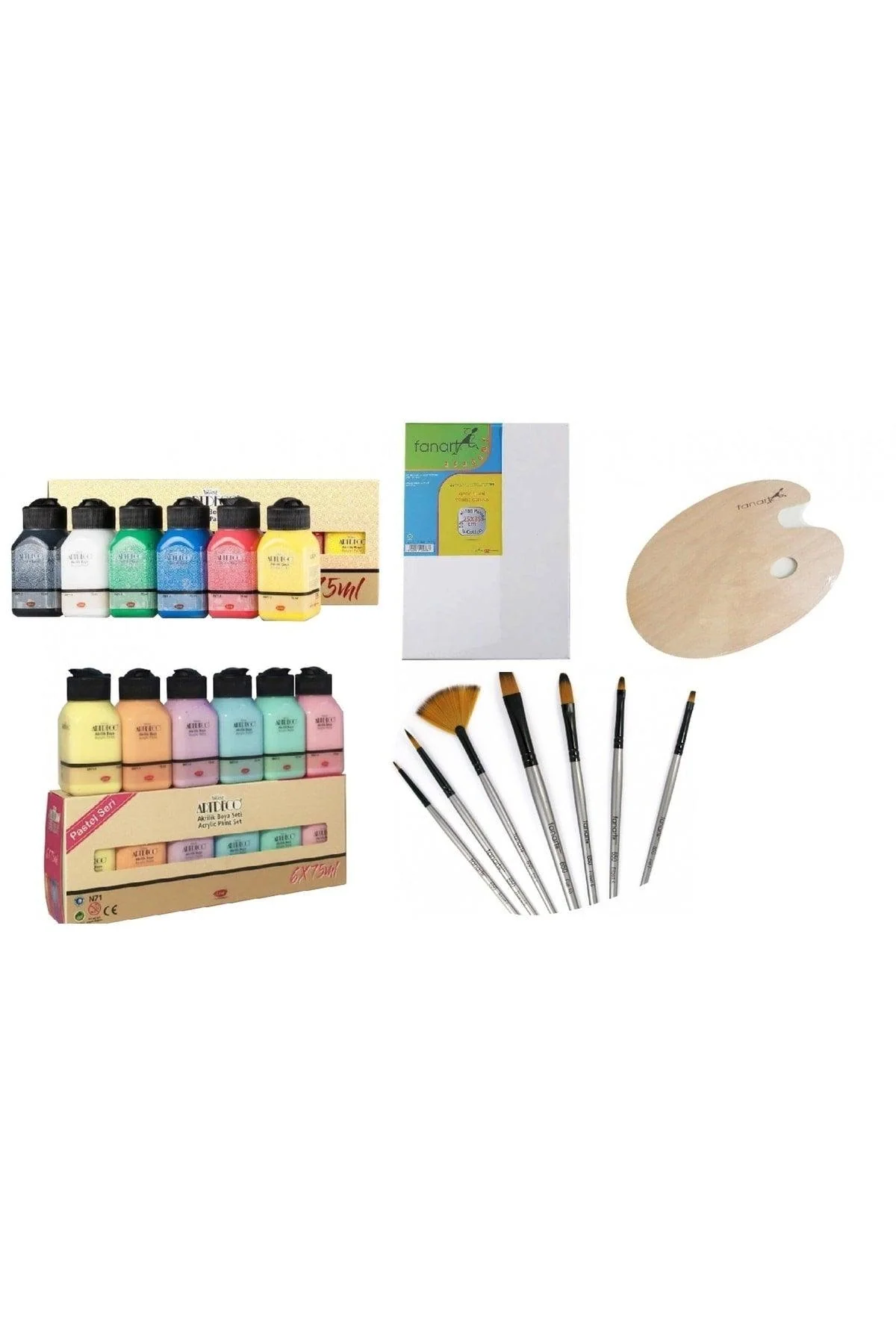 Medium Size Acrylic Paint Starter Set with Brushes and Canvas