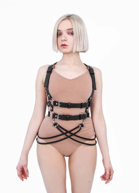 Adjustable Leather Belt Strap with Rivet Accents