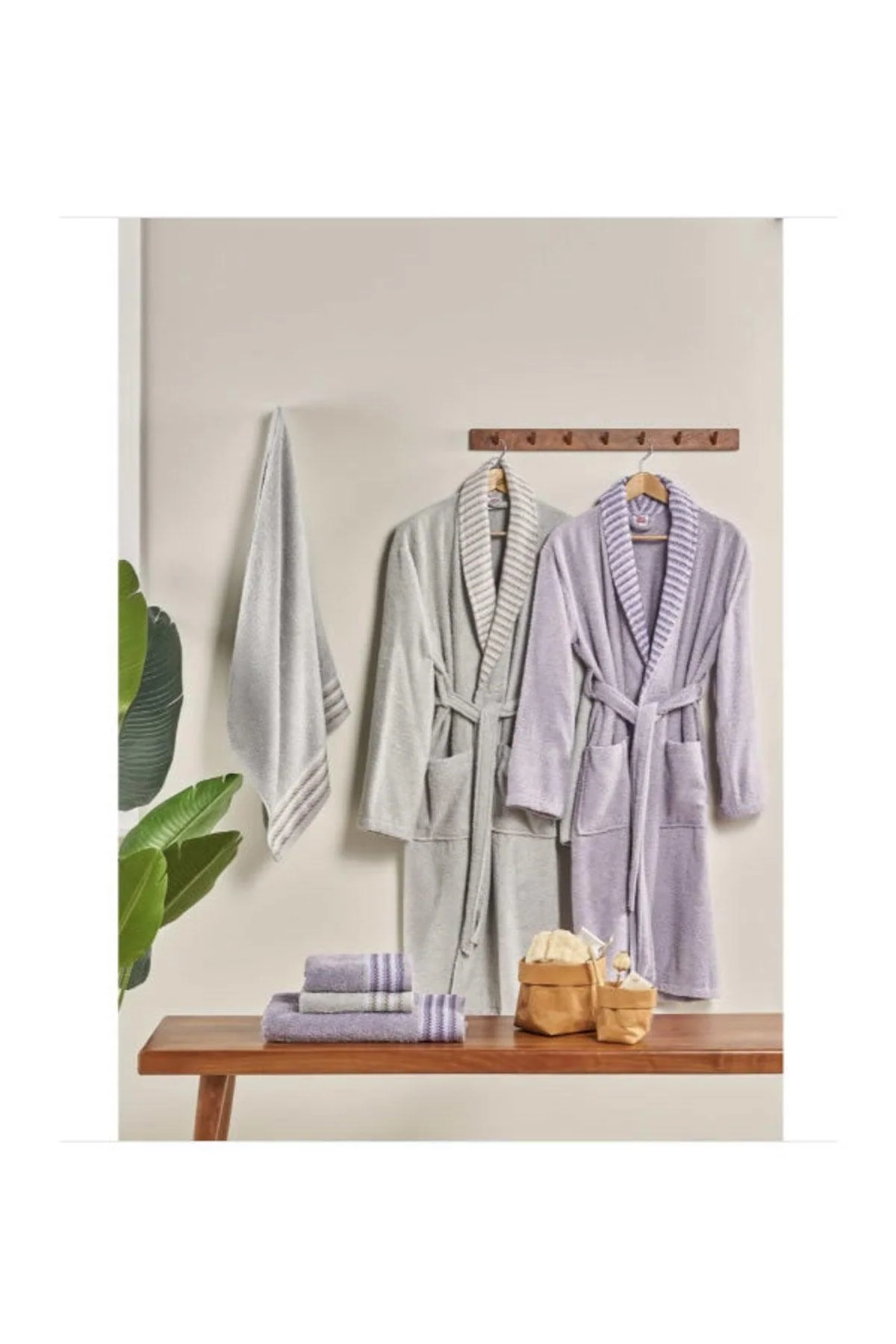 100% cotton 6-piece family bathrobe set