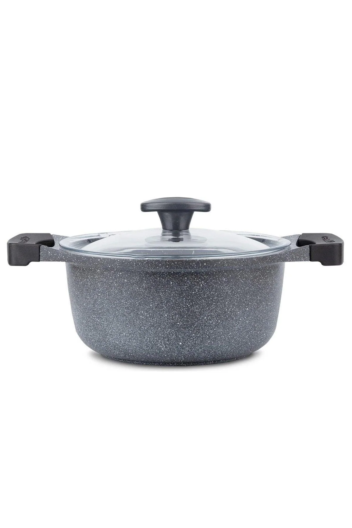 7-piece granite-coated cookware set with stackable lids