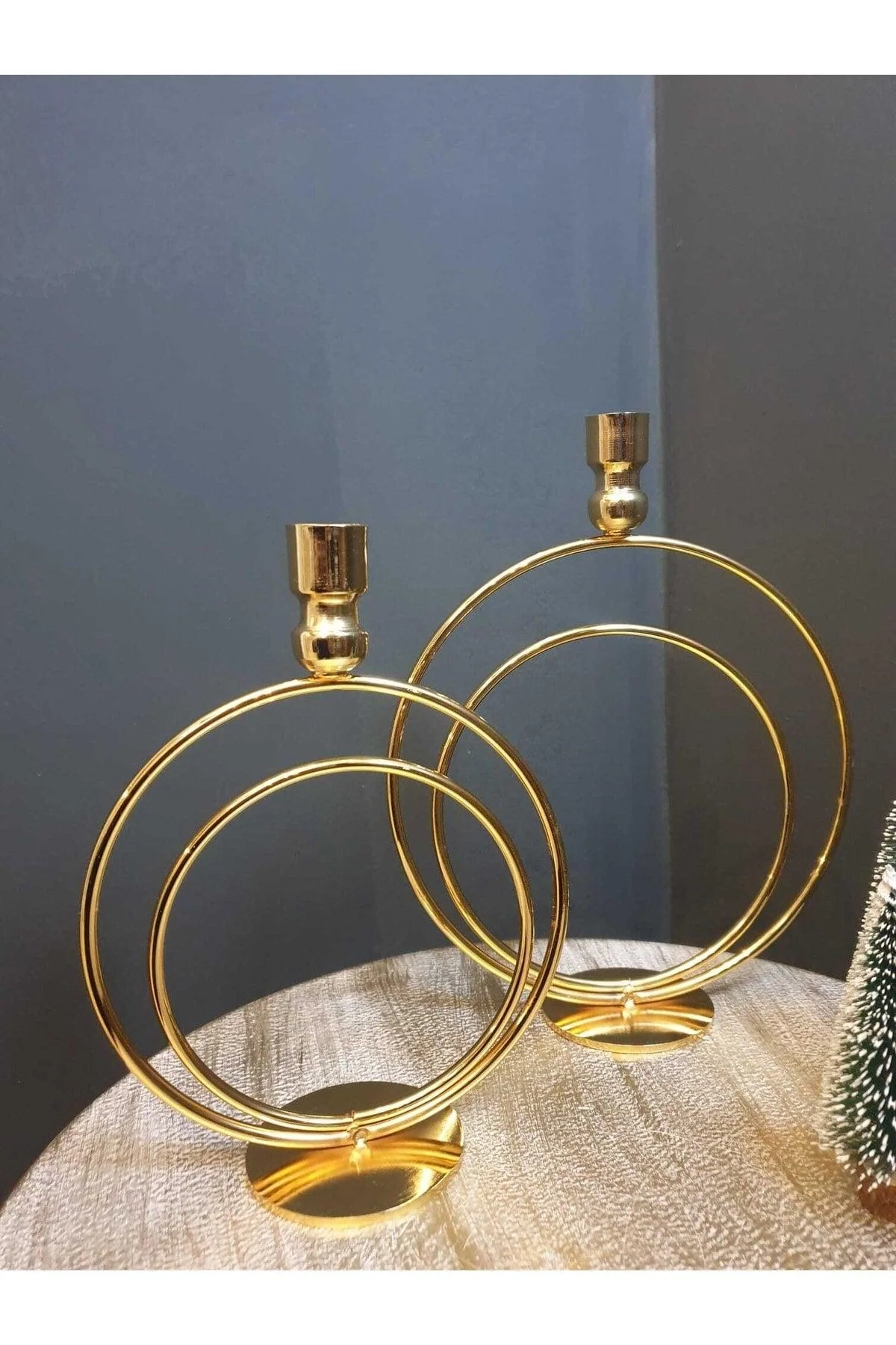 Gold-plated double candlestick set height 20 cm
