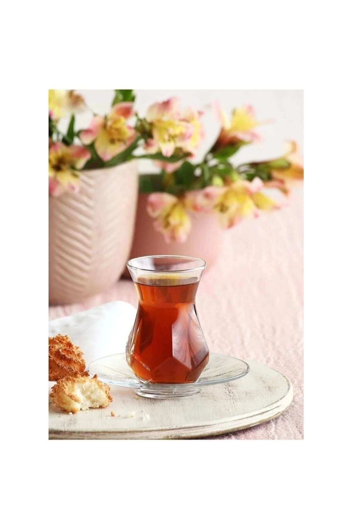 12-piece white glass tea set with cups