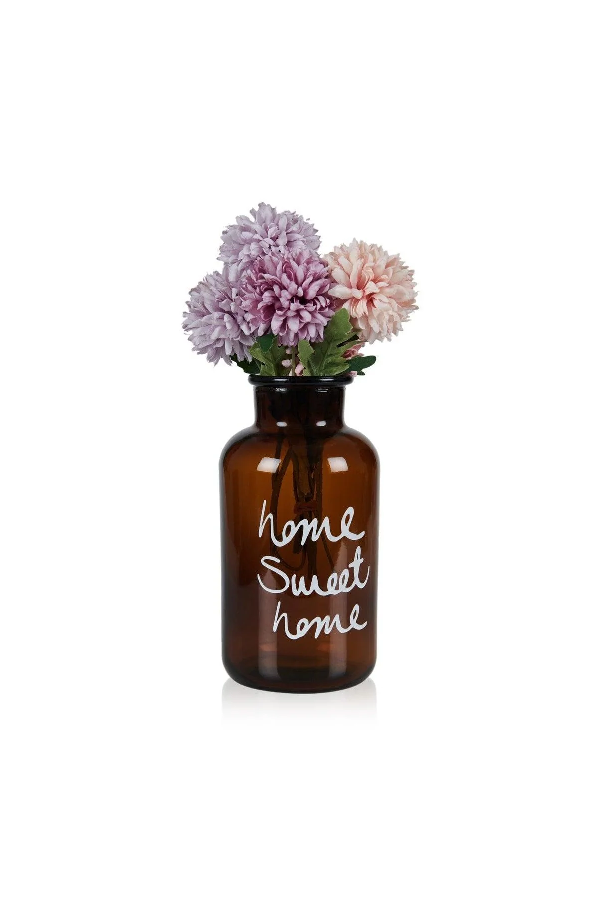 Amber Glass Vase with “Home Sweet Home” Inscription – 20 cm