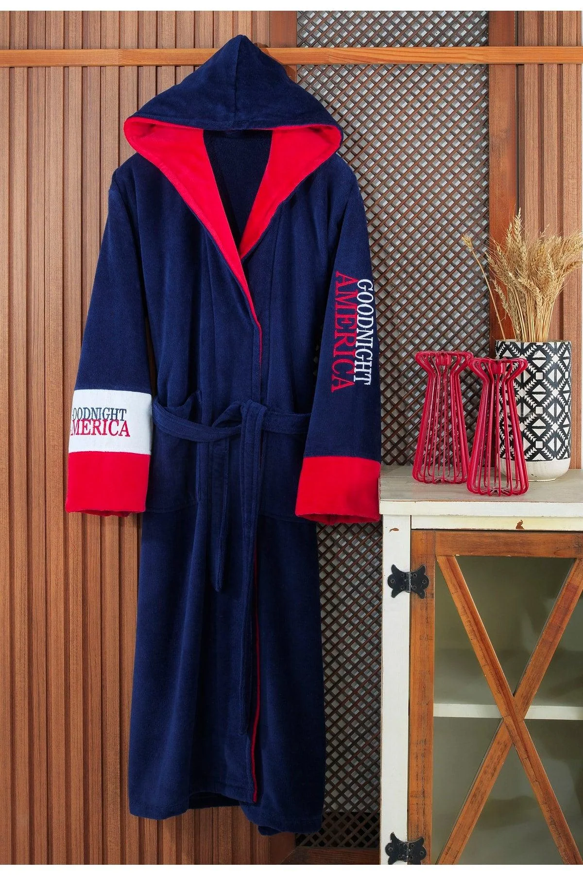 100% Cotton Hooded Bathrobe in Lively Colors