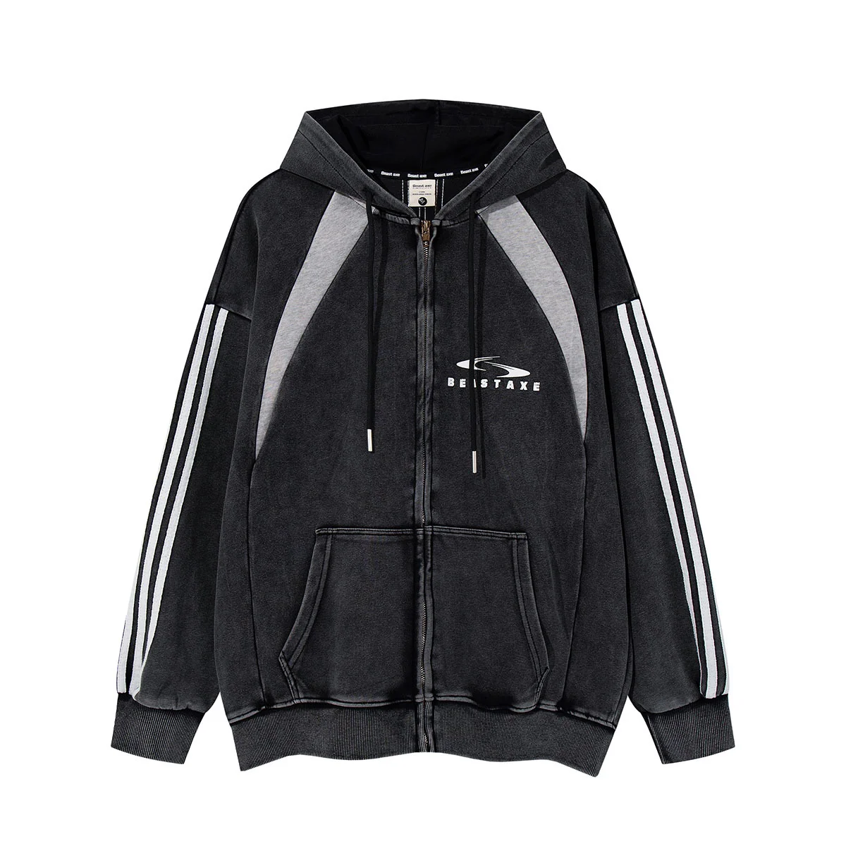 American Flag Striped Patchwork Casual Pullover Hoodie