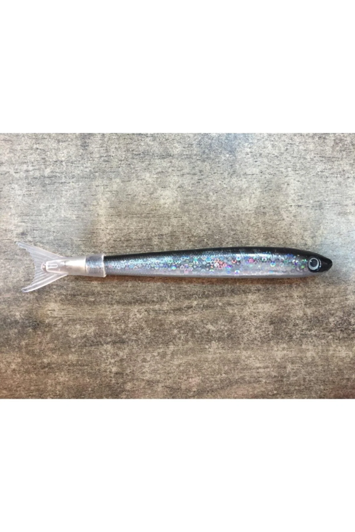 Blue ink ballpoint pen with sleek anchovy design