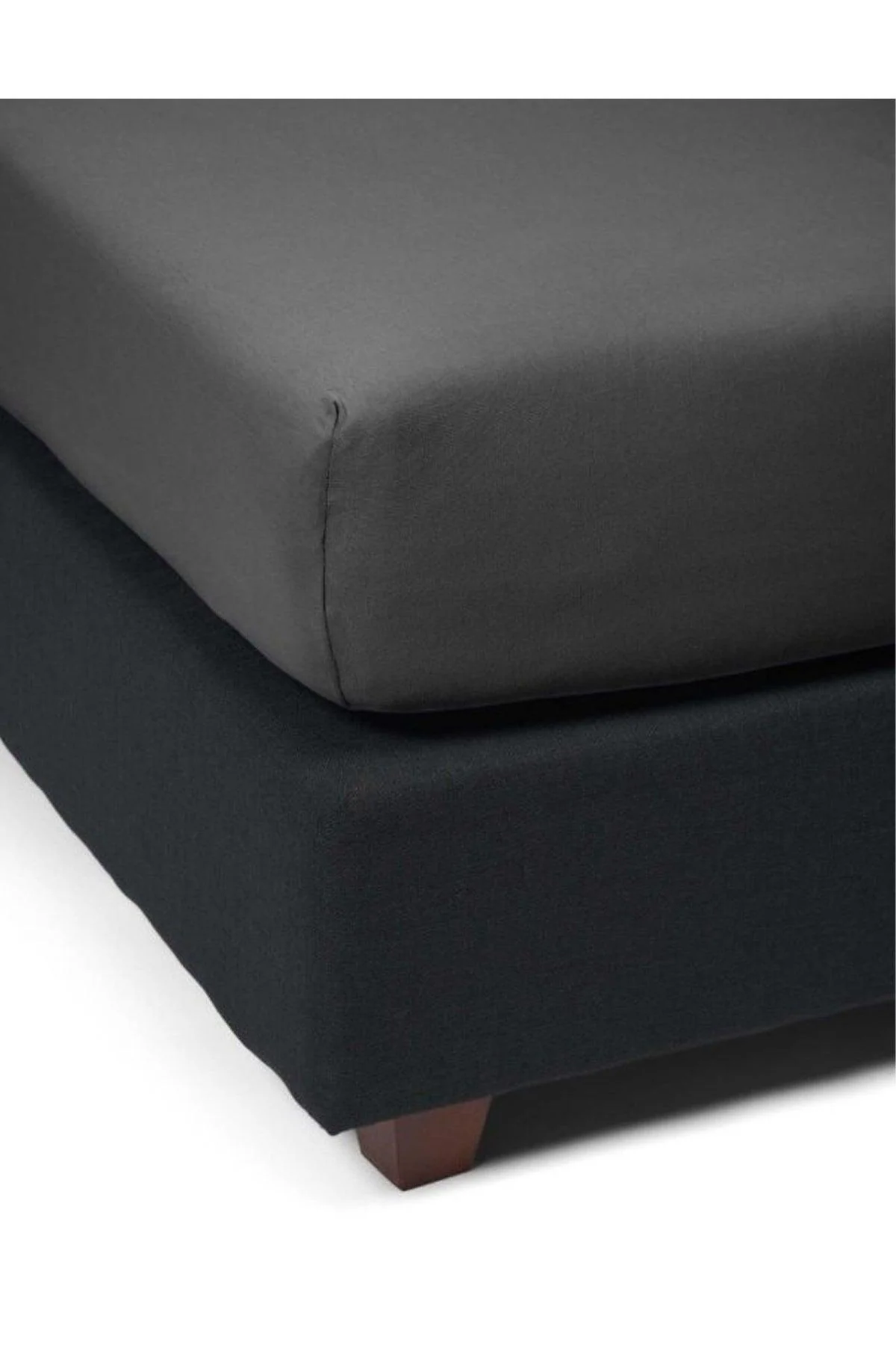 Anthracite single cotton bedsheet 100x200cm with woven elastic